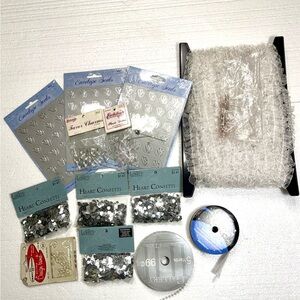 Decorative Wedding Silver and White Crafting Supplies Set Envelopes  Confetti